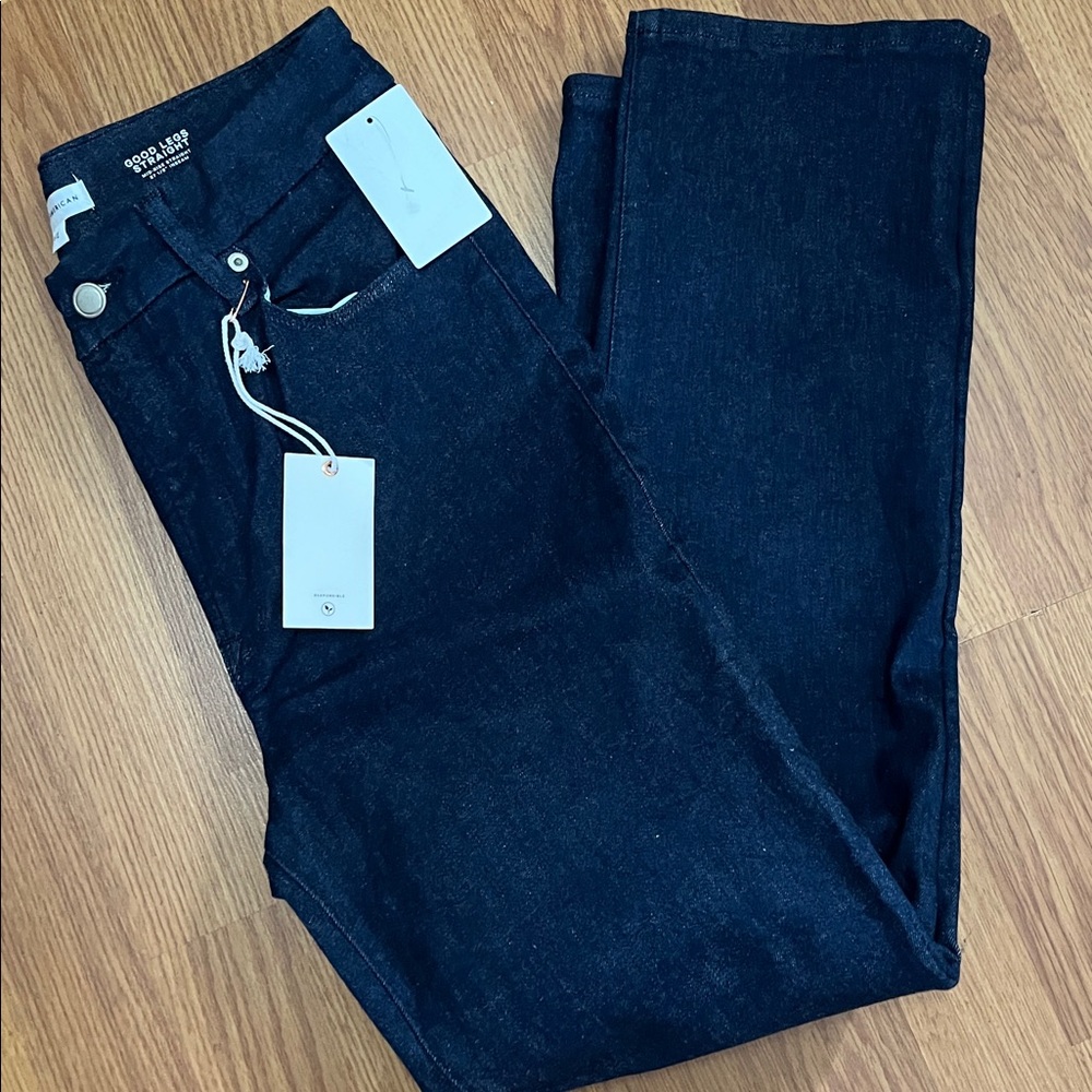 Good American Straight Leg Jeans in Dark Indigo